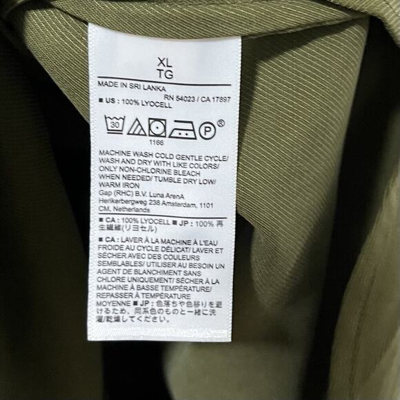 Banana Republic Womens Button Down Utility Shirt Size XL Army Green Safari NWT - Picture 7 of 7
